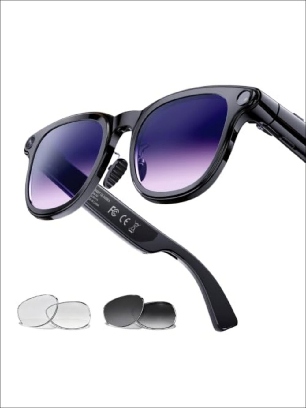 AI Smart Glasses 8MP Camera 30+ Language Translation Bluetooth Open-Ear Audio